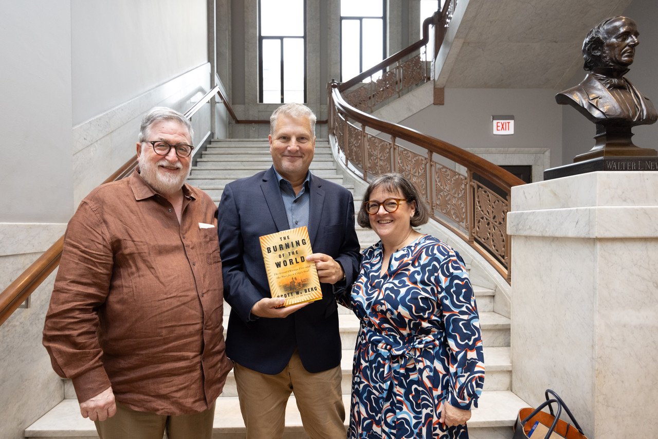 Mark and Lisa Pattis with 2025 winner Author Scott Berg